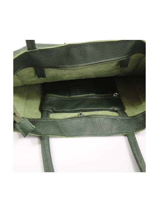 Leather Women's Bag Shopper Shoulder Green