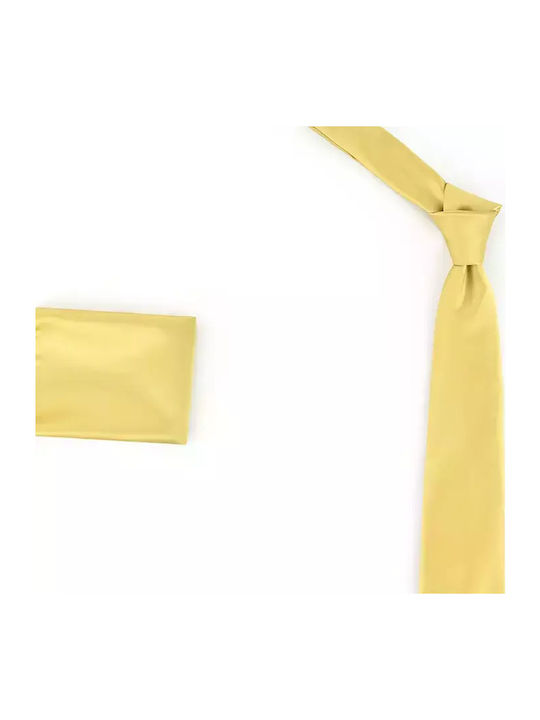 Messaggero Herren Krawatten Set Monochrom in Gold Farbe