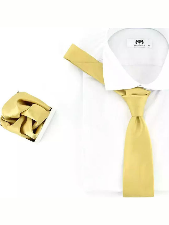 Messaggero Herren Krawatten Set Monochrom in Gold Farbe