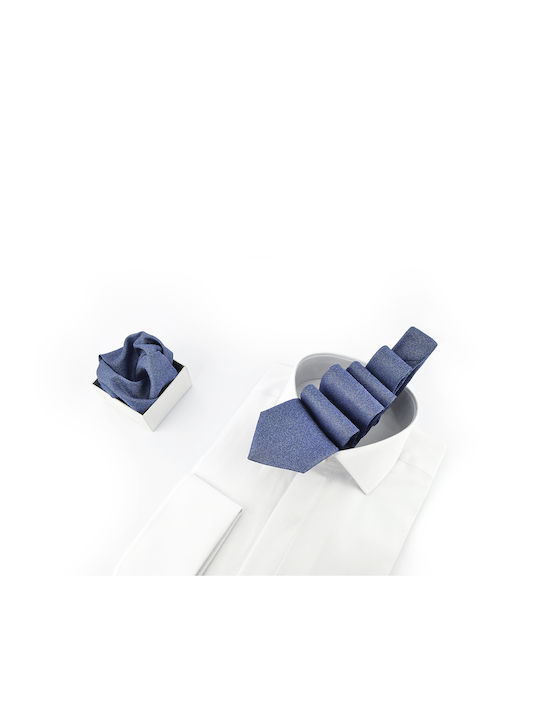 Messaggero Synthetic Men's Tie Set Monochrome Blue