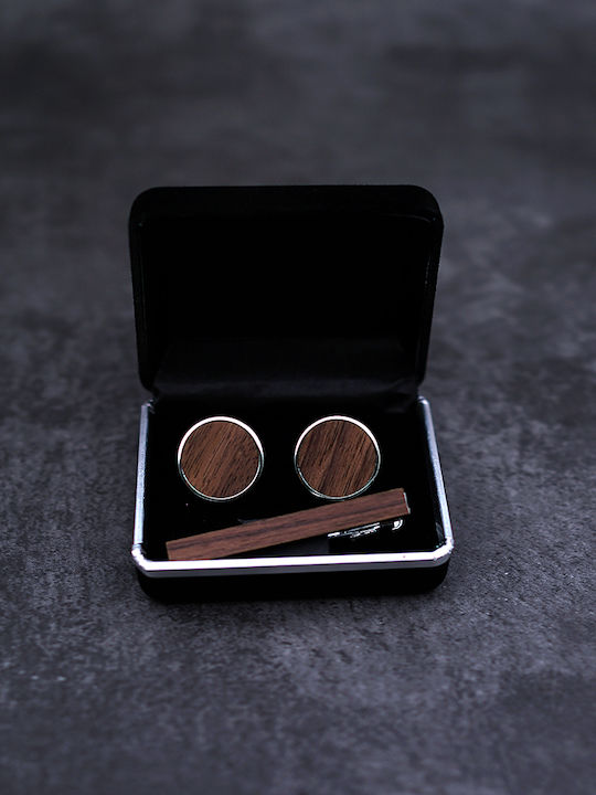 Legend Accessories Cufflinks from Wood in Brown Color