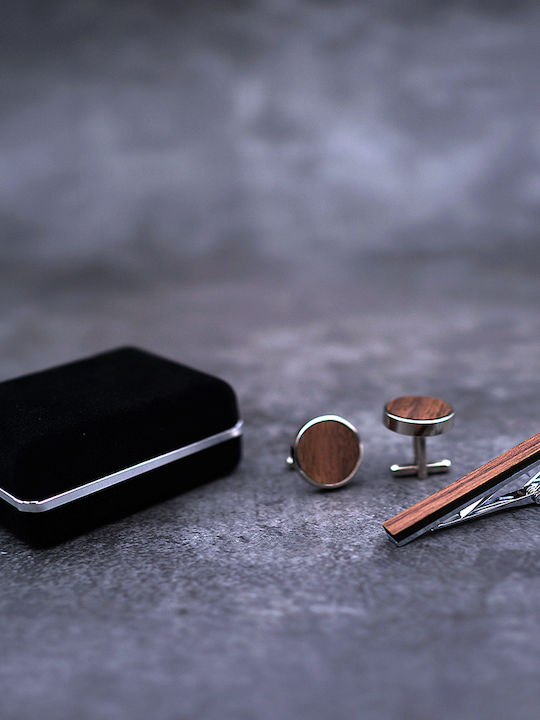 Legend Accessories Cufflinks from Wood in Brown Color