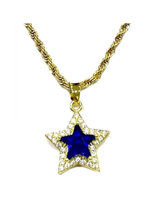 Kostibas Fashion Necklace with design Star Gold Plated