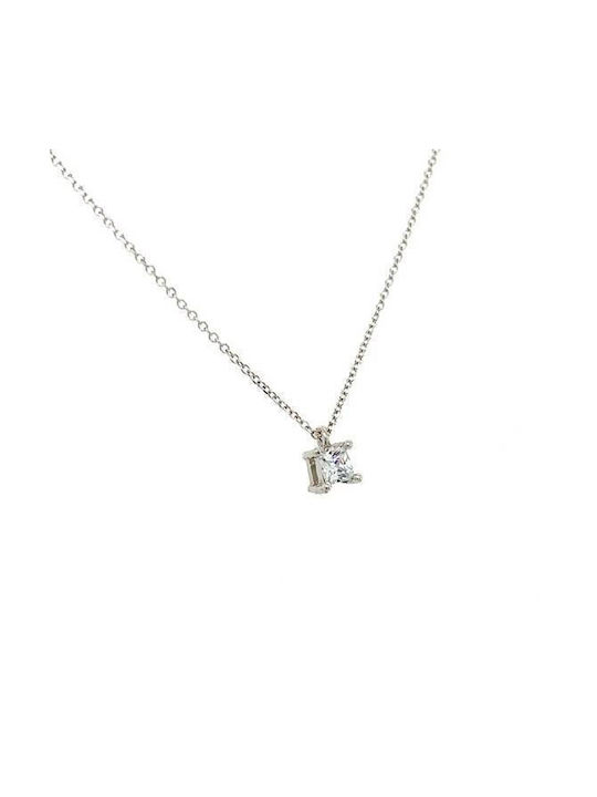 Xryseio Necklace from White Gold 9 K with Zircon