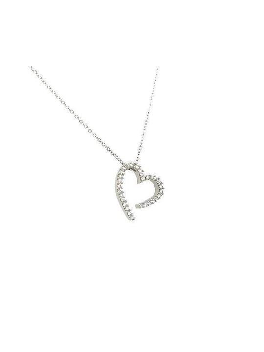 Xryseio Necklace from White Gold 9 K with Zircon