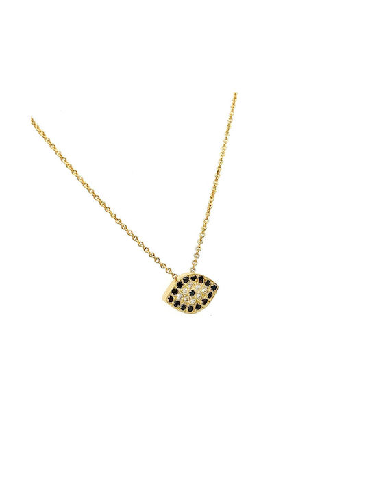 Xryseio Necklace Eye from Gold 14K with Zircon