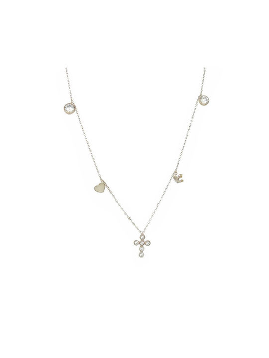 Xryseio Necklace from White Gold 9 K with Zircon