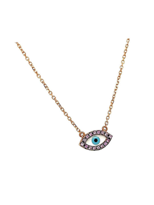 Xryseio Necklace Eye with Pink Gold Plating with Zircon