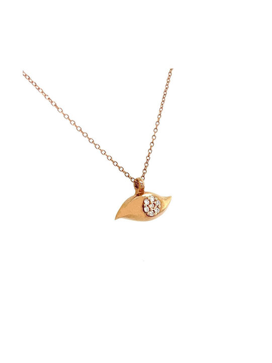 Xryseio Necklace Eye with Pink Gold Plating with Zircon