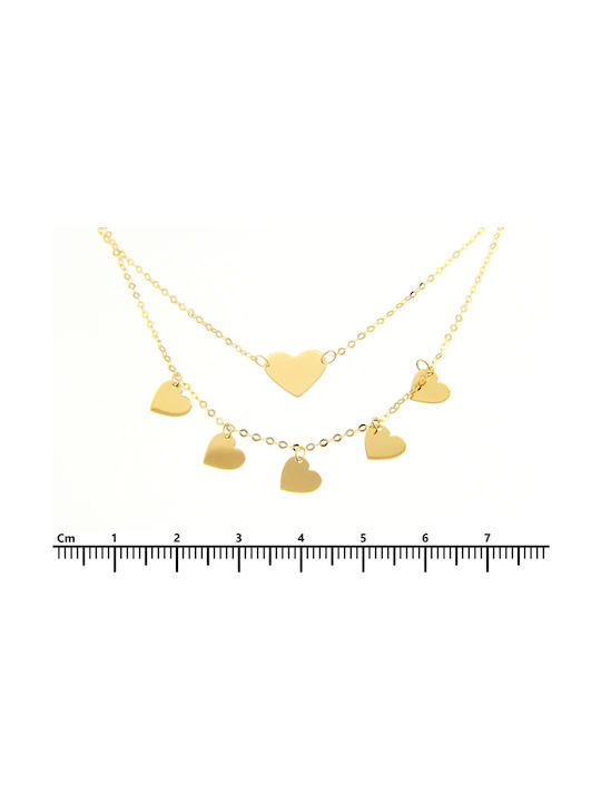 Mentzos Necklace with design Heart from Gold 14K