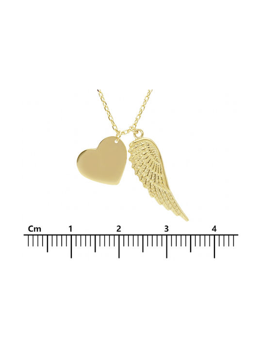 Mentzos Necklace with design Heart from Gold 9 K