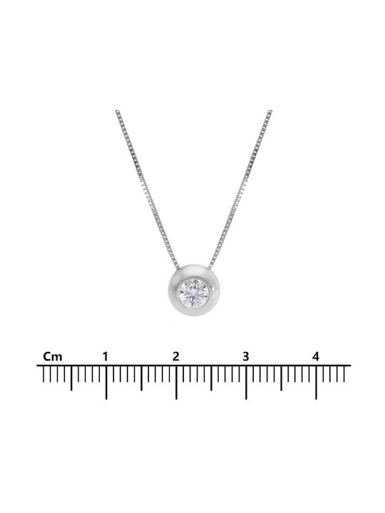 Mentzos Necklace from White Gold 9 K with Zircon