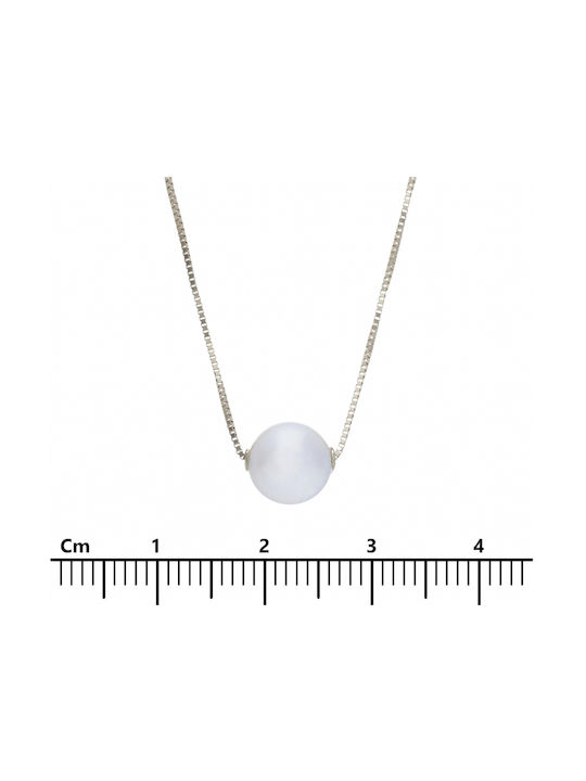 Mentzos Necklace from White Gold 14K with Pearls