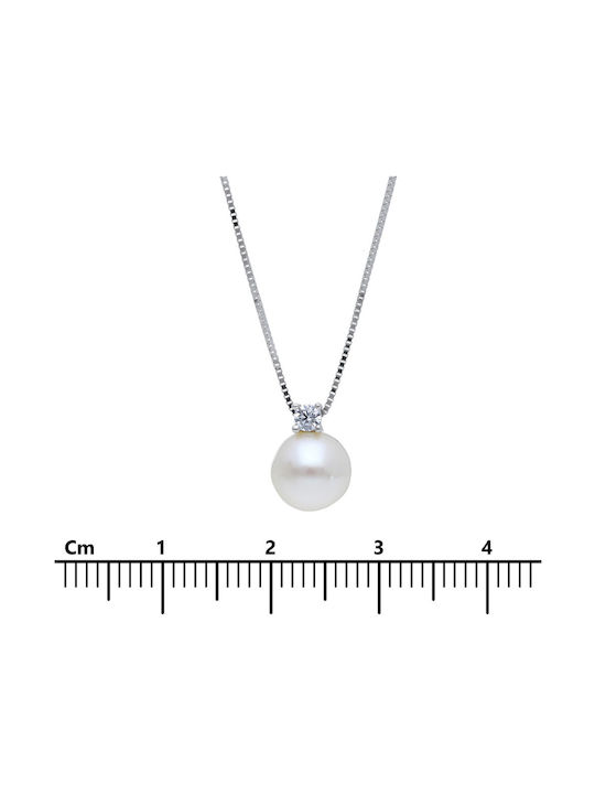 Mentzos Necklace from White Gold 9 K with Pearls