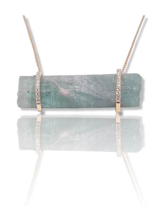 Mentzos Colier Din Aur Roz 18 Carate Cu Diamant Verde