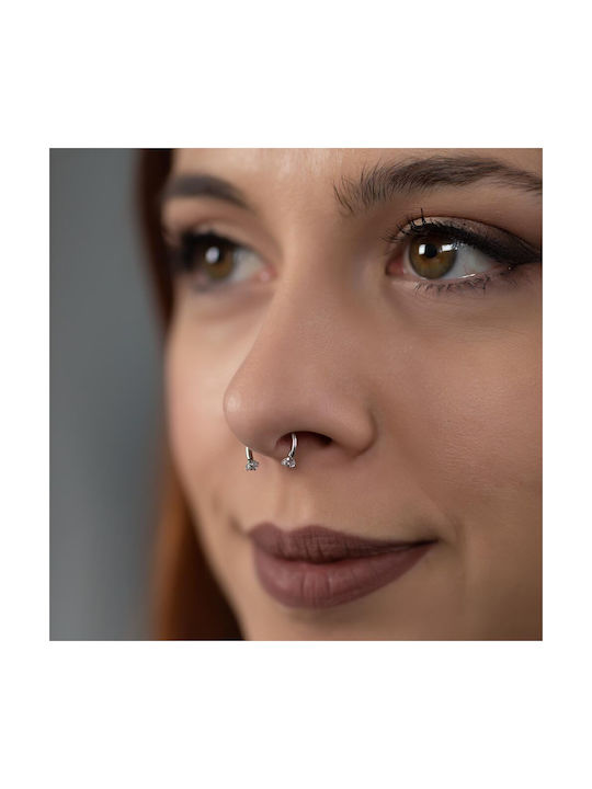 Piercing.gr Σκουλαρίκι Μύτης Septum από Ατσάλι με Πέτρες