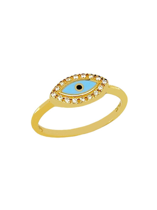 Xryseio Women's Ring with Zircon & Enamel from Gold 9K