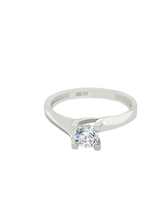 Xryseio Women's White Gold Ring with Zircon 14K