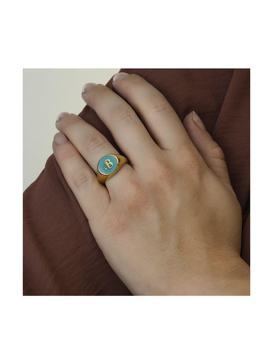 Xryseio Women's Gold Plated Silver Ring with Enamel