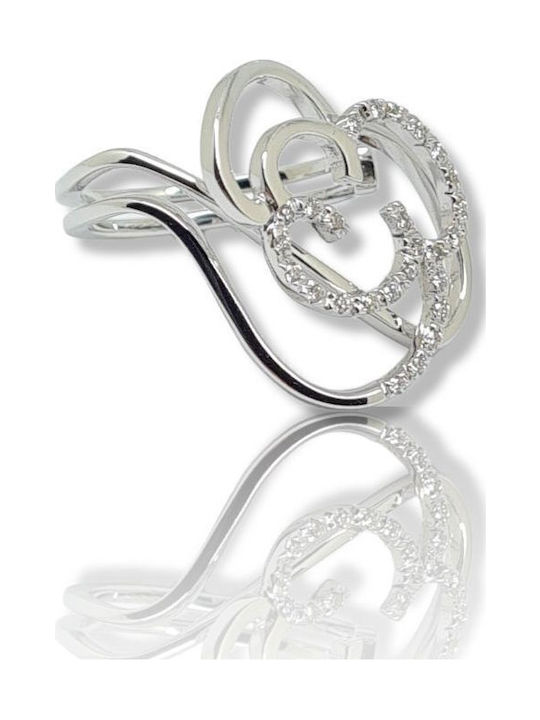Mentzos Ring with Diamond made of White gold 18K