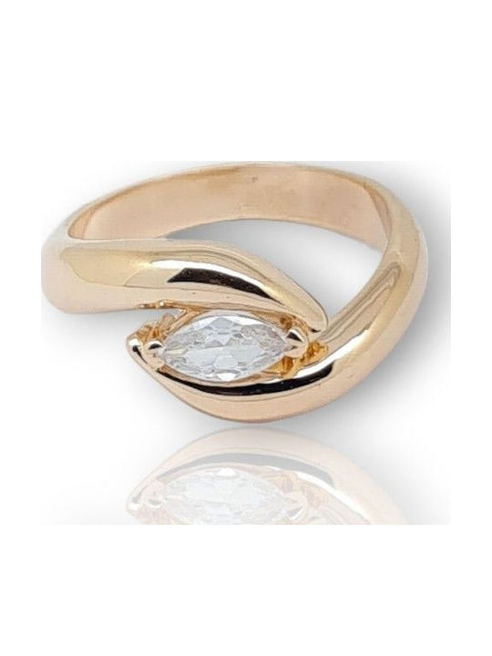Mentzos Дамски Пръстен с Циркони от Розово злато 14K