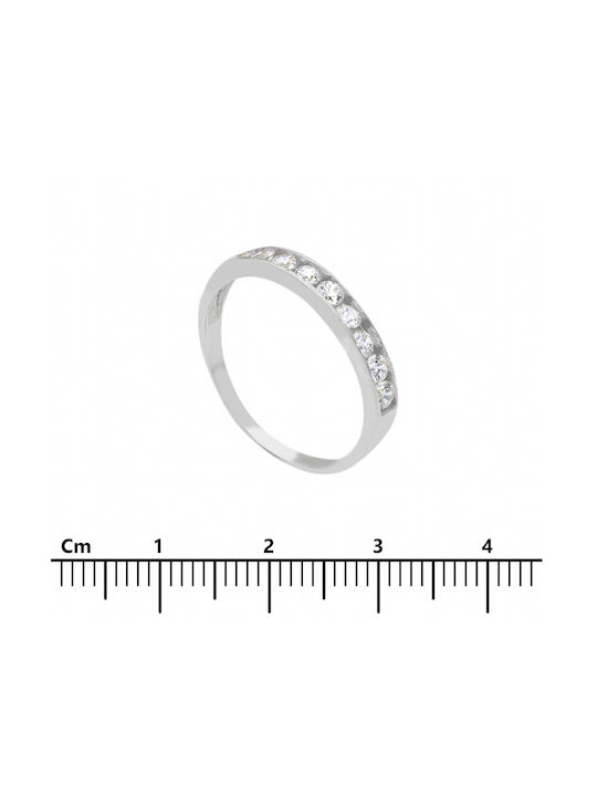 Mentzos Women's White Gold Half Eternity Ring with Zircon 9K