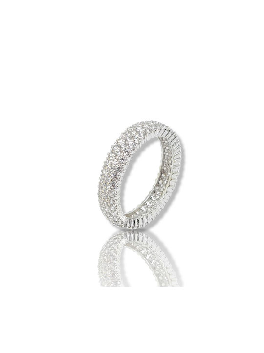 Mentzos Damen Ring Vollring mit Zirkonia aus Weißgold 14K