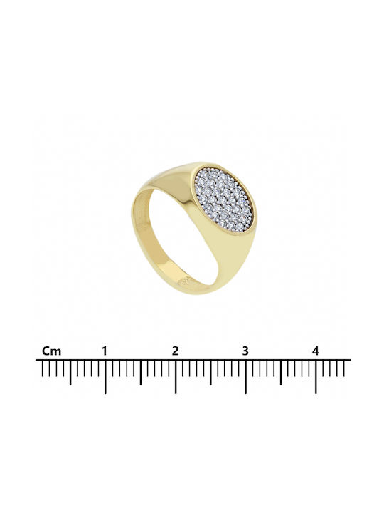 Mentzos Women's Gold Ring with Zircon 9K