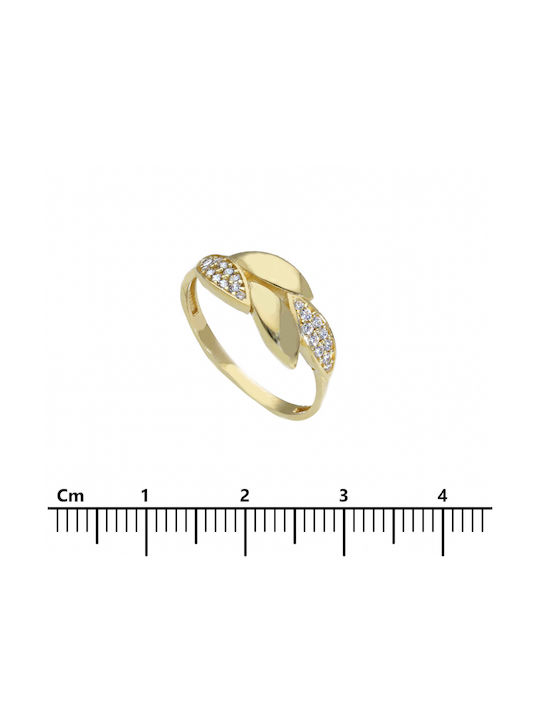 Mentzos Women's Gold Ring with Zircon 9K