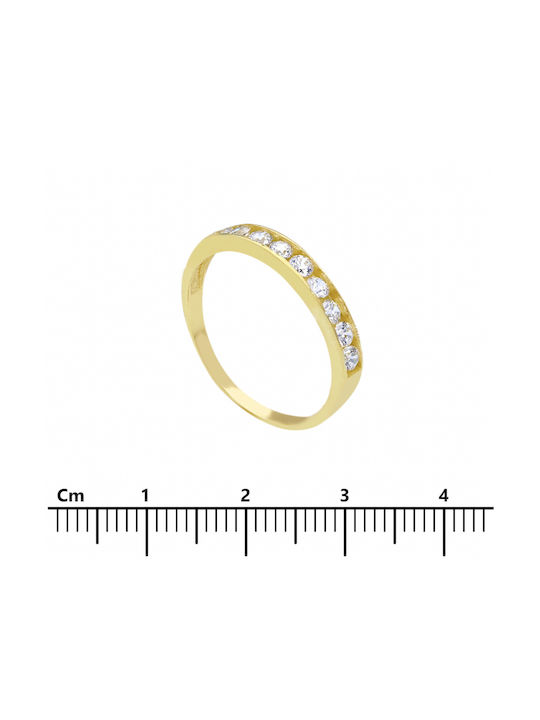 Mentzos Women's Gold Half Eternity Ring with Zircon 9K