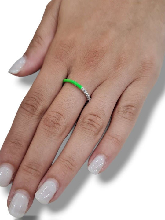 Mentzos Damen Ring mit Zirkonia & Emaille aus Silber