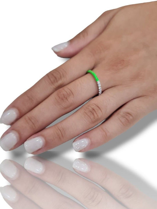 Mentzos Damen Ring mit Zirkonia & Emaille aus Silber