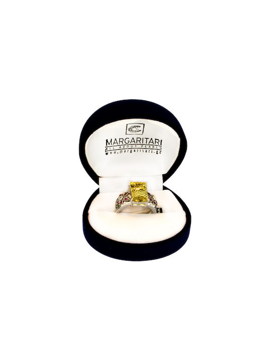 Margaritari Damen Ring mit Diamanten aus Weißgold 18K