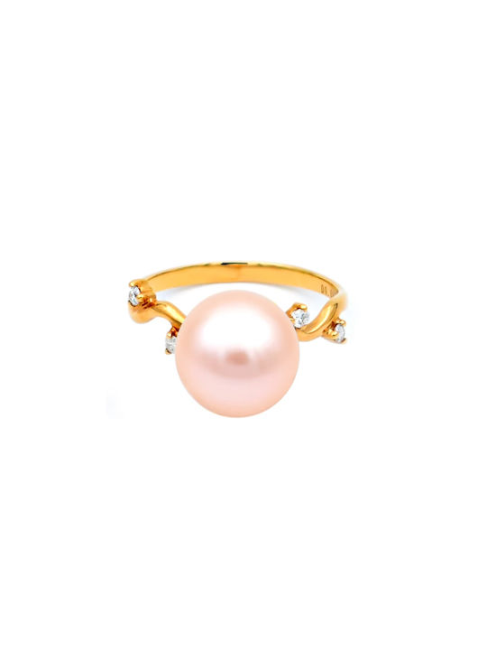 Margaritari Women's Ring with Pearls & Diamond from Gold 18K