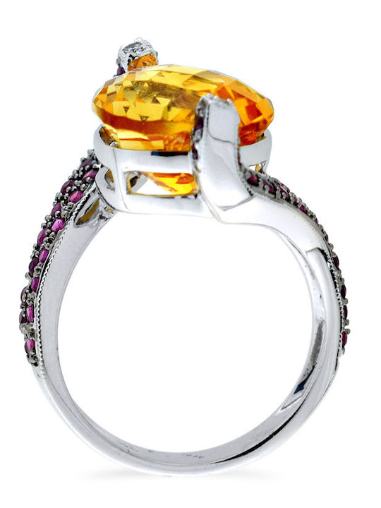 Margaritari Damen Ring mit Diamant aus Weißgold 18K