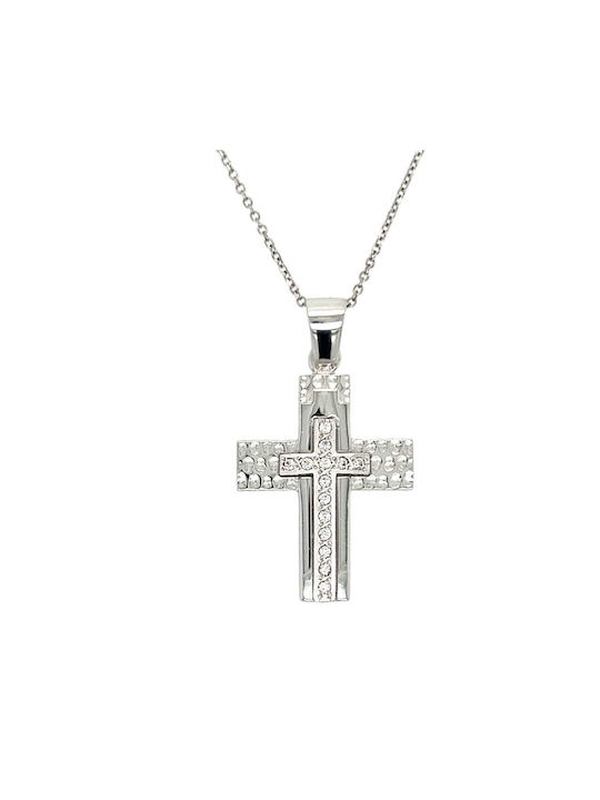 Xryseio Women's White Gold Cross 9K