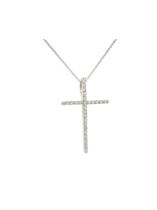 Xryseio Women's White Gold Cross 14K with Chain