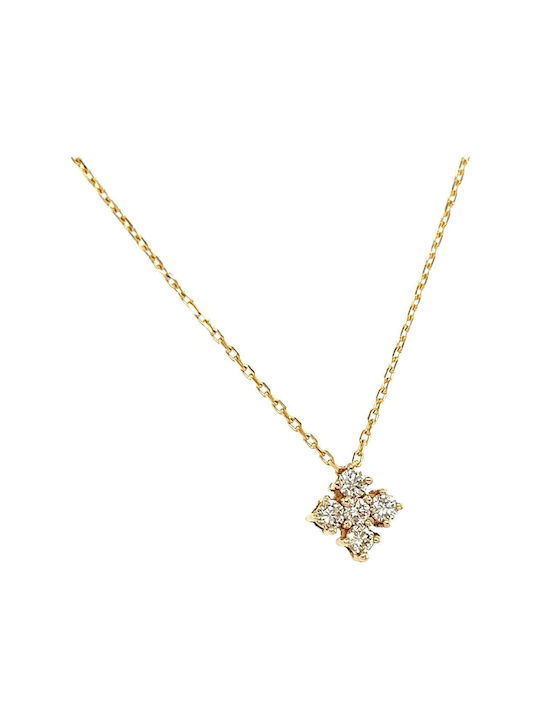 Xryseio Damen Gold Kreuz 18K mit Kette