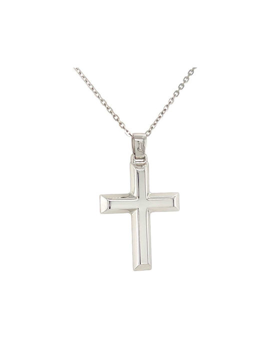 Xryseio Herren Weißgold Kreuz 9K