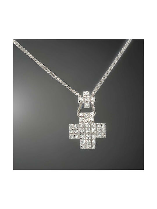 Xryseio Women's White Gold Cross 18K with Chain