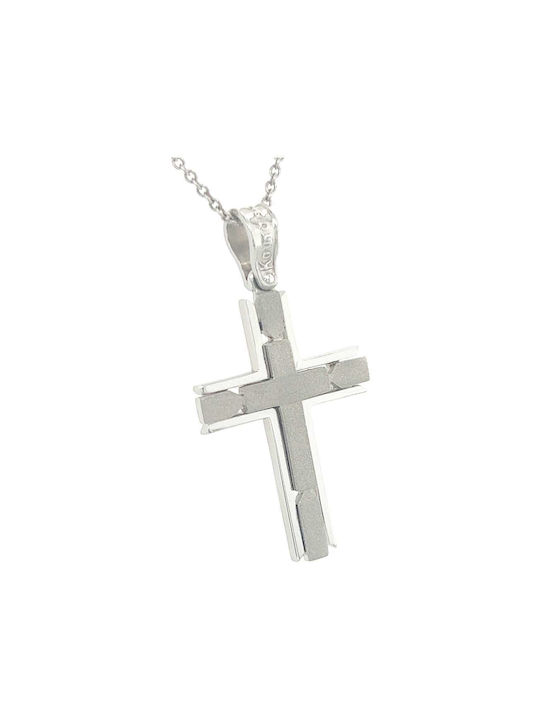 Xryseio Men's White Gold Cross 14K