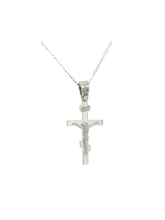 Xryseio Men's White Gold Cross 14K with the Crucified