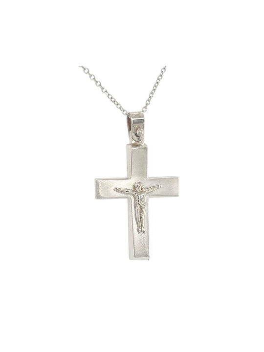 Xryseio Men's White Gold Cross 14K with the Crucified