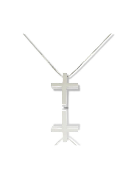 Mentzos White Gold Cross 14K with Chain