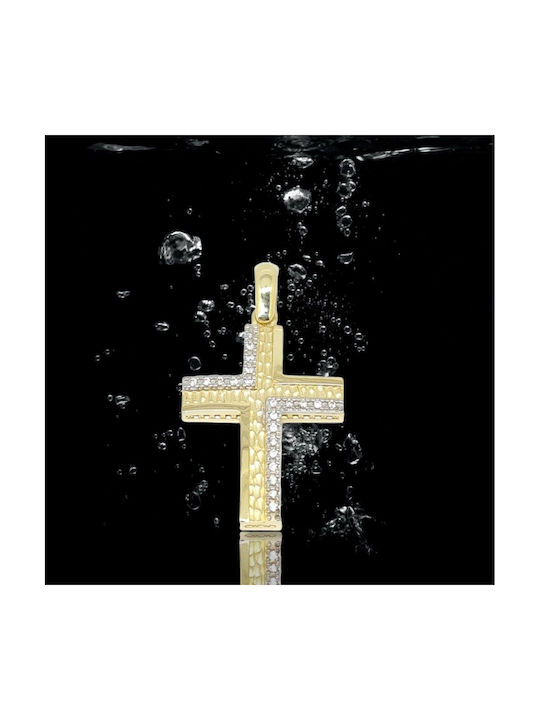 Mentzos Gold Cross 14K Double Sided