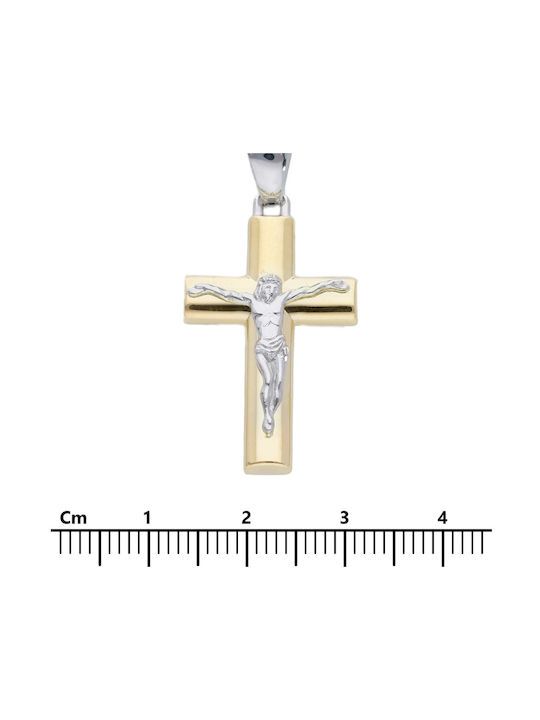 Mentzos Gold Kreuz 14K mit dem Gekreuzigten