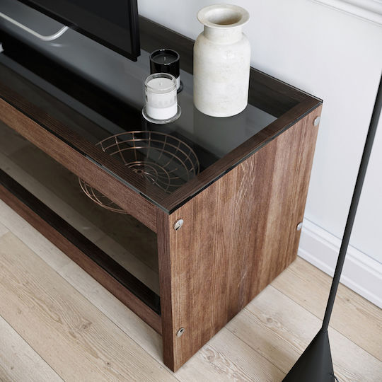 TV-Ständer aus Massivholz & Glas Braune M140xT45xH45cm