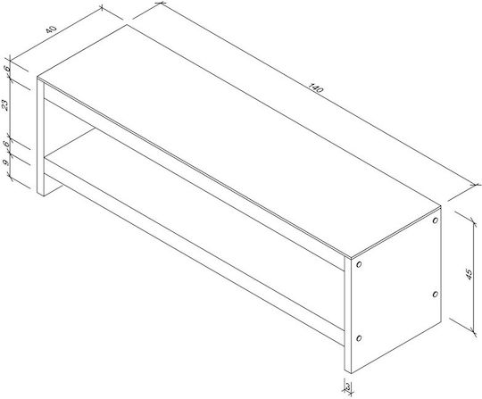 TV-Ständer aus Massivholz & Glas Braune M140xT45xH45cm