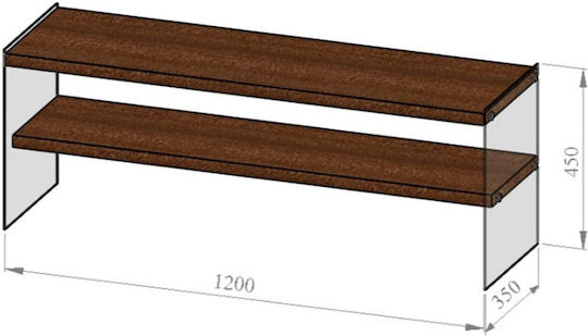 TV Stand Made of Solid Wood & Glass Brown L120xD45xH45cm