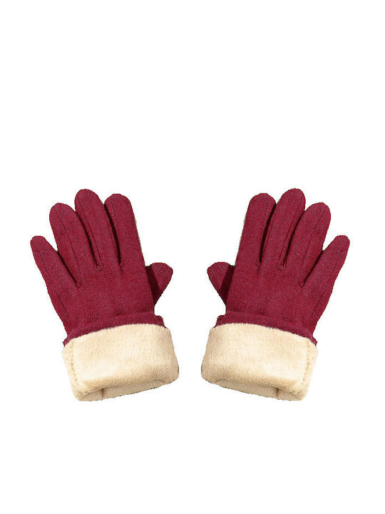 Tatu Moyo Unisex Leather Touch Gloves with Fur Burgundy